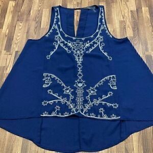 THML women’s sleeveless dressy blouse. Navy. Size S.
